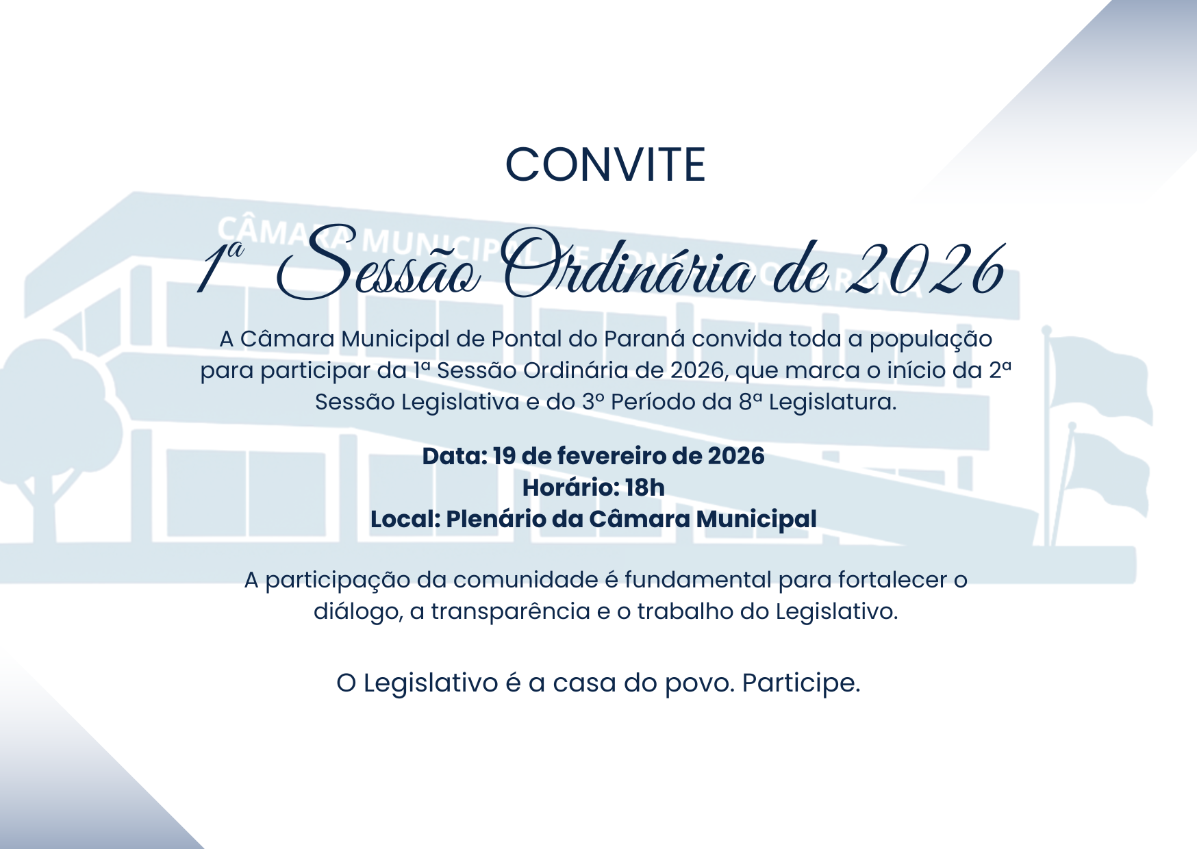 Câmara de Pontal do Paraná realiza primeira Sessão Ordinária de 2026 nesta quarta-feira (19)