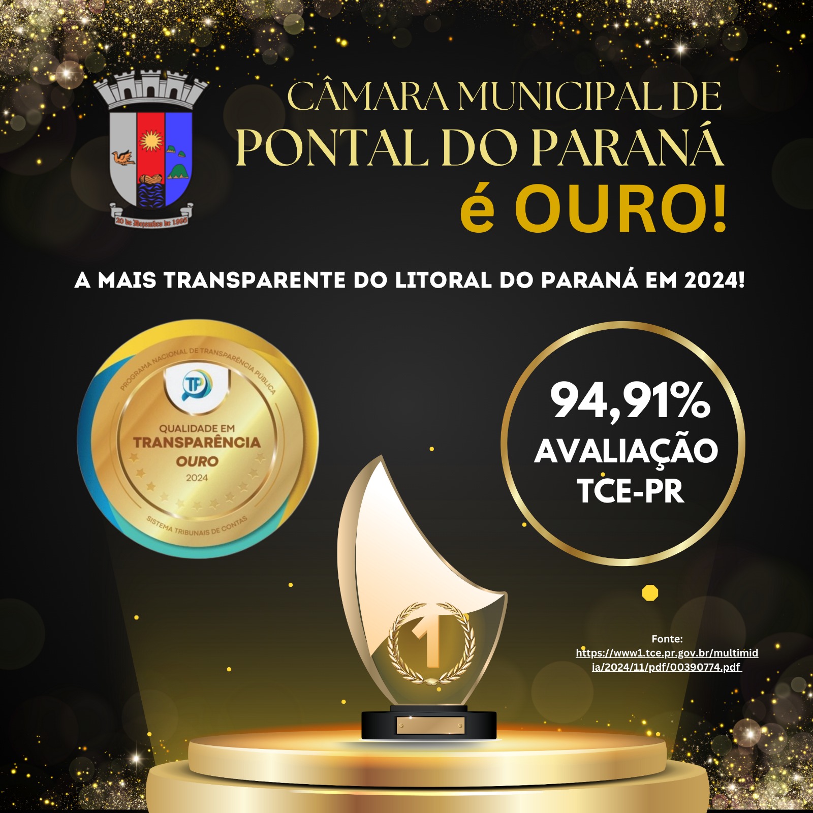 Câmara Municipal de Pontal do Paraná é OURO!