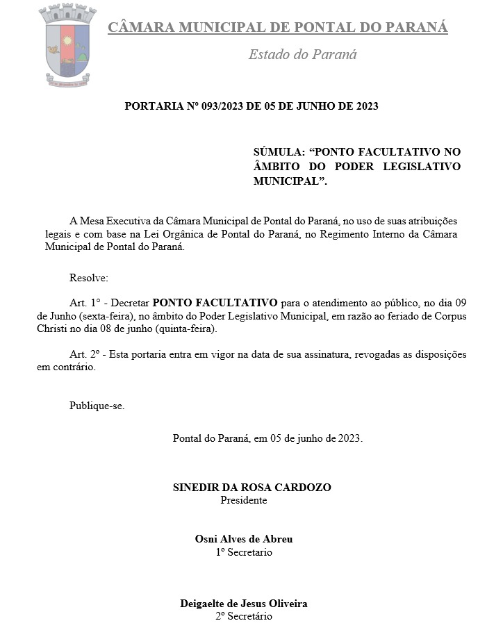 PONTO FACULTATIVO CORPUS CHRISTI